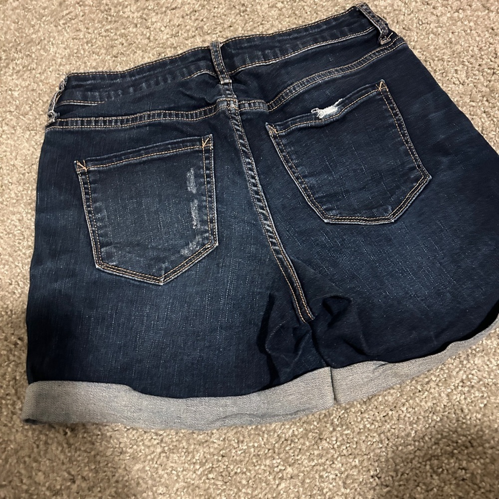 A.n.a blue denim mid rise women shorts, distressed rolled cuff hem shorts sz 2 - Picture 5 of 5